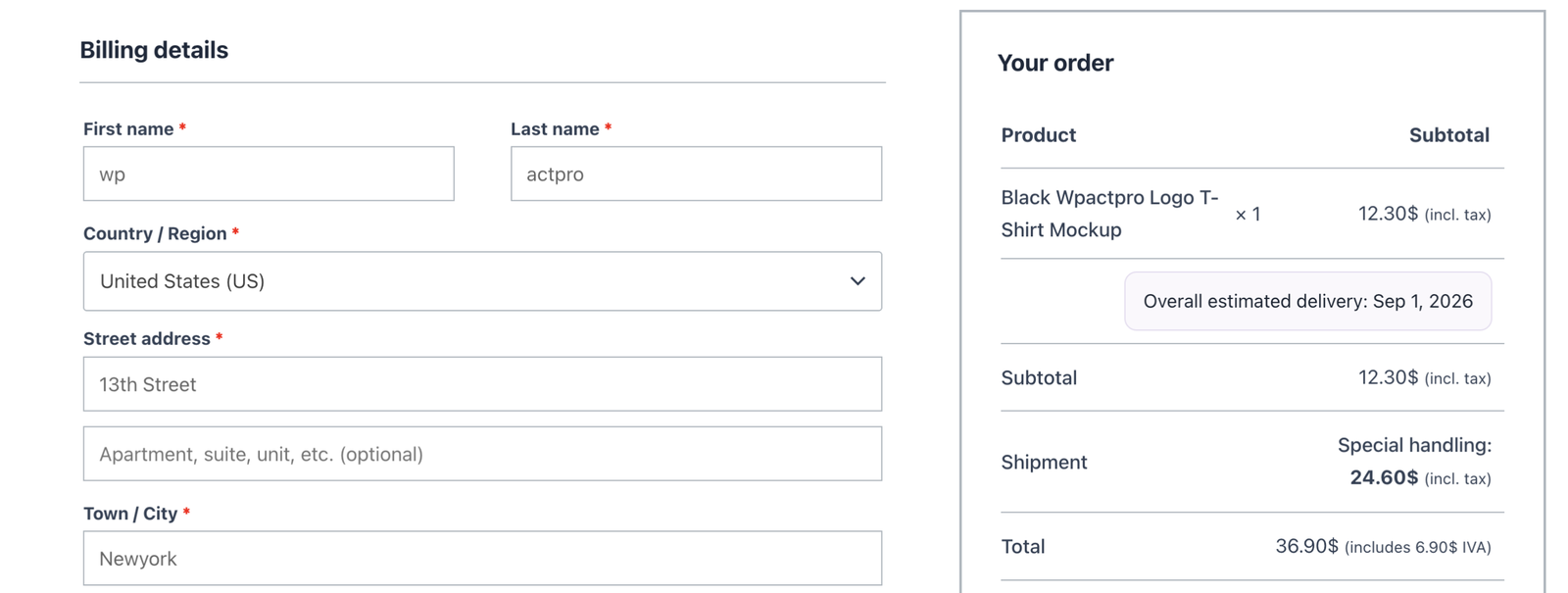 The rule’s label and rate as the customer sees them.