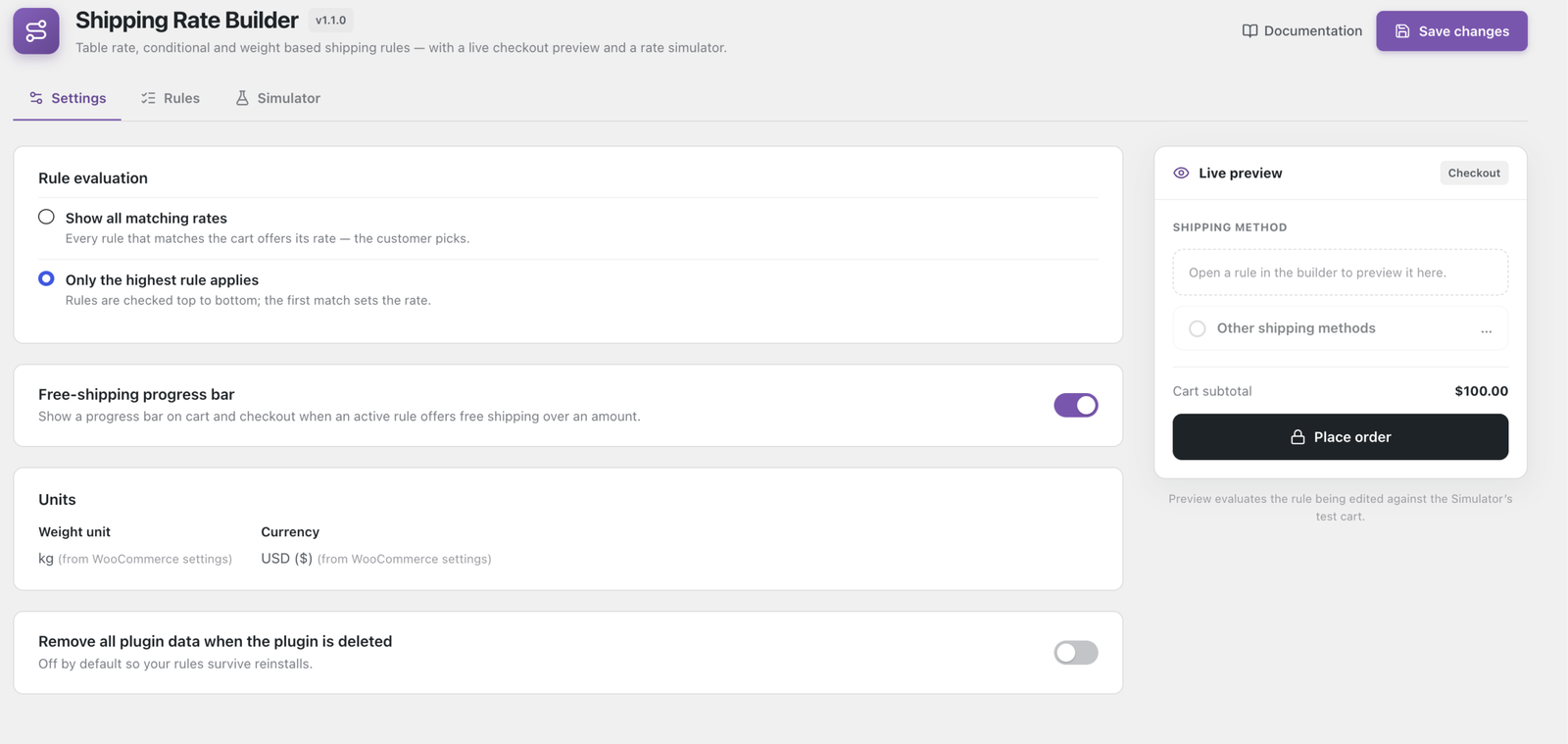 The Settings screen.